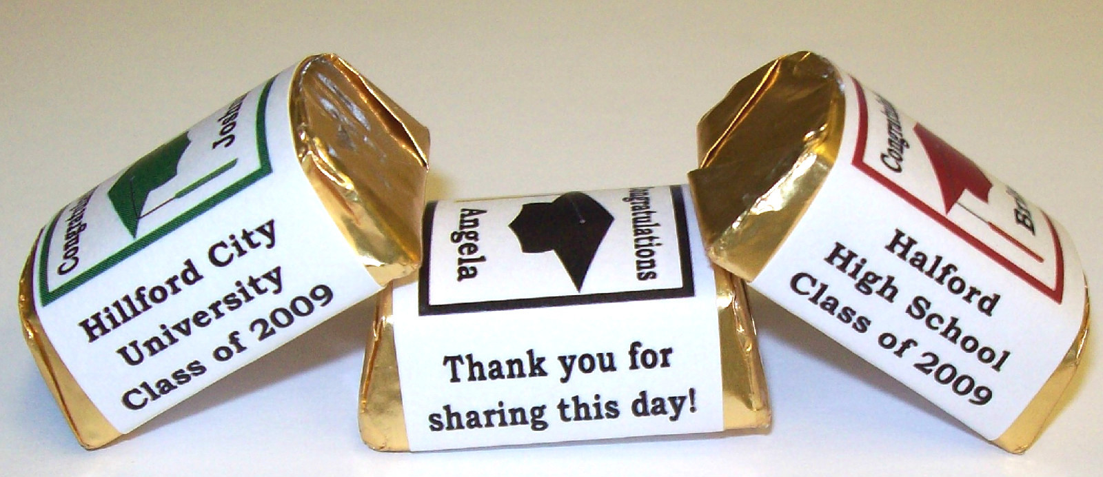120 GRADUATION CANDY WRAPPERS PARTY FAVORS PERSONALIZED ~ MANY COLORS