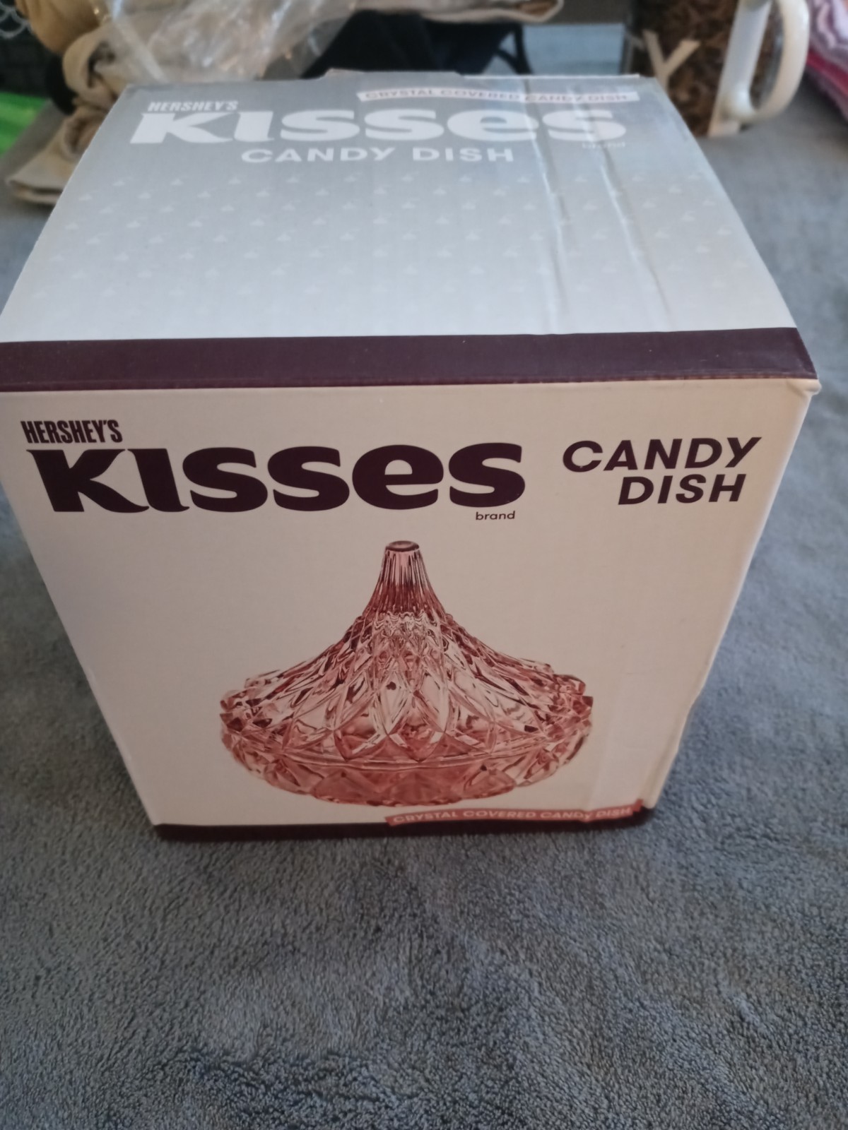 Glass Hershey Kiss Candy Dish – Crystal covered Pink NEW