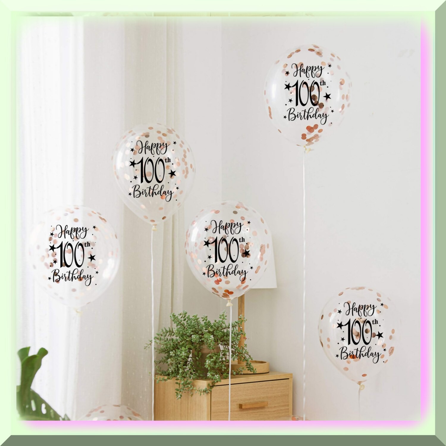 Rose Gold Latex Balloons with Confetti 12-inch