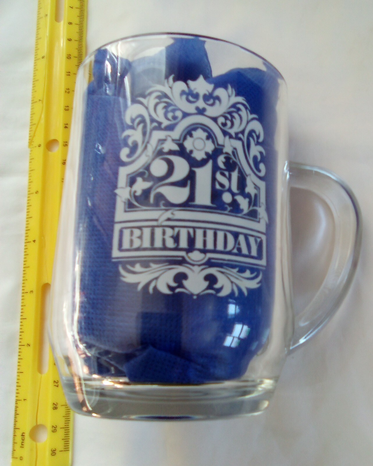 21st Birthday Beer Clear Glass Tankard Mug
