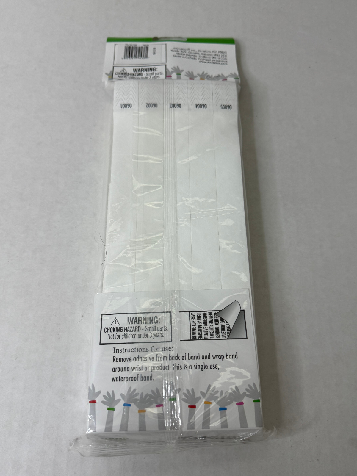 Amscan White Wristbands Sequentially Numbered Water Resistant 500 Count