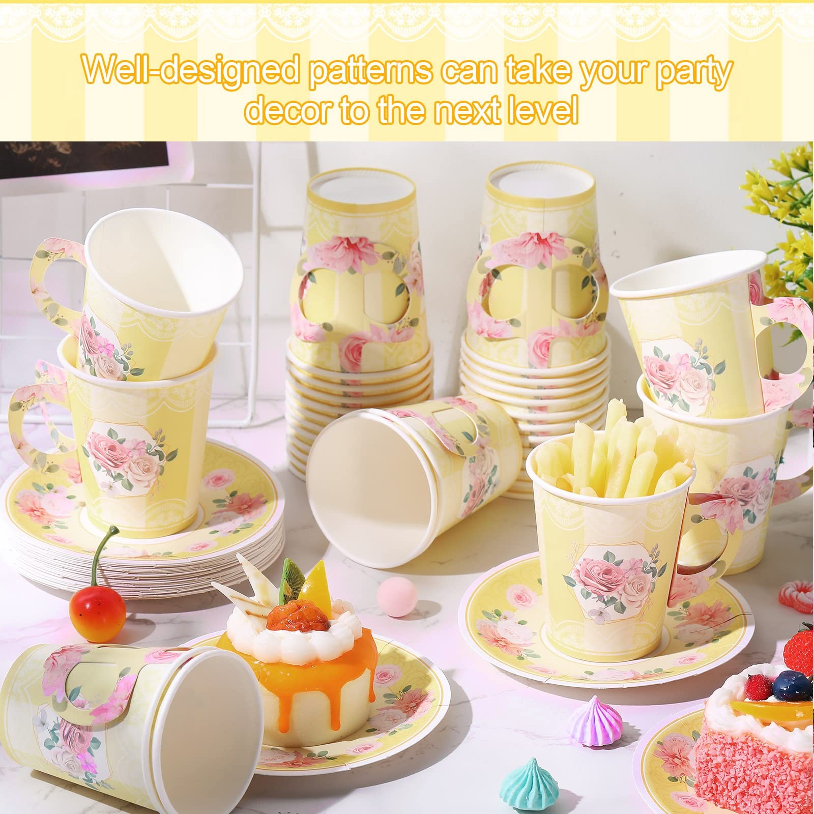 Zopeal 100 Pcs Disposable Tea Party as shown in pictures, Light Yellow