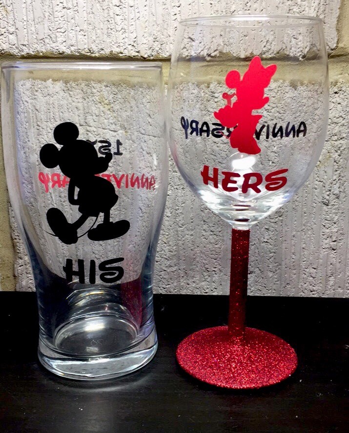 Personalised Character Glasses, Disney, Anniversary, Wedding, Gift