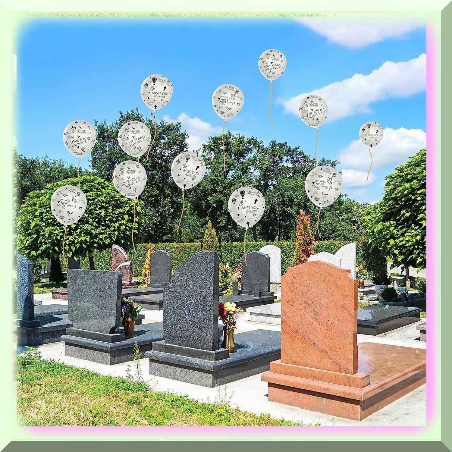 Set of 37 Biodegradable Latex Balloons for Memorial