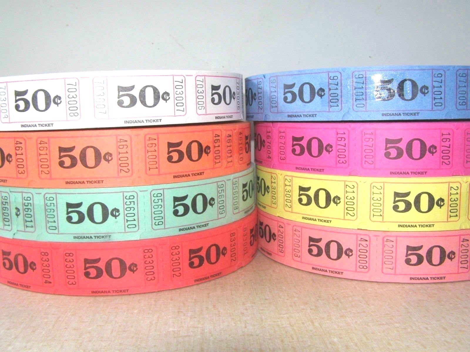 Single Roll Event Party Carnival Tickets – Assorted Designs & Colors
