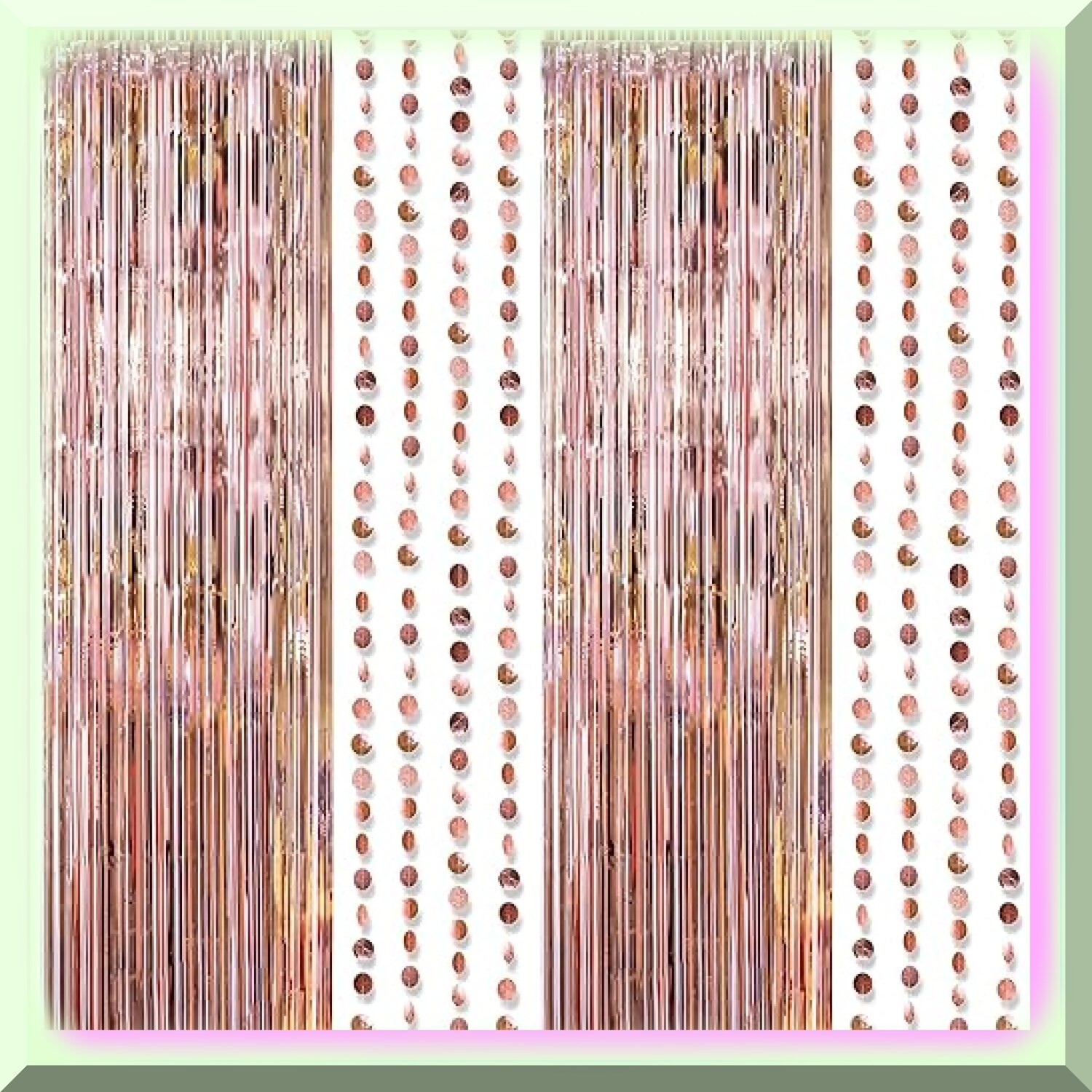Rose Gold Fiesta Decor Kit with Fringe Curtain and Backdrop
