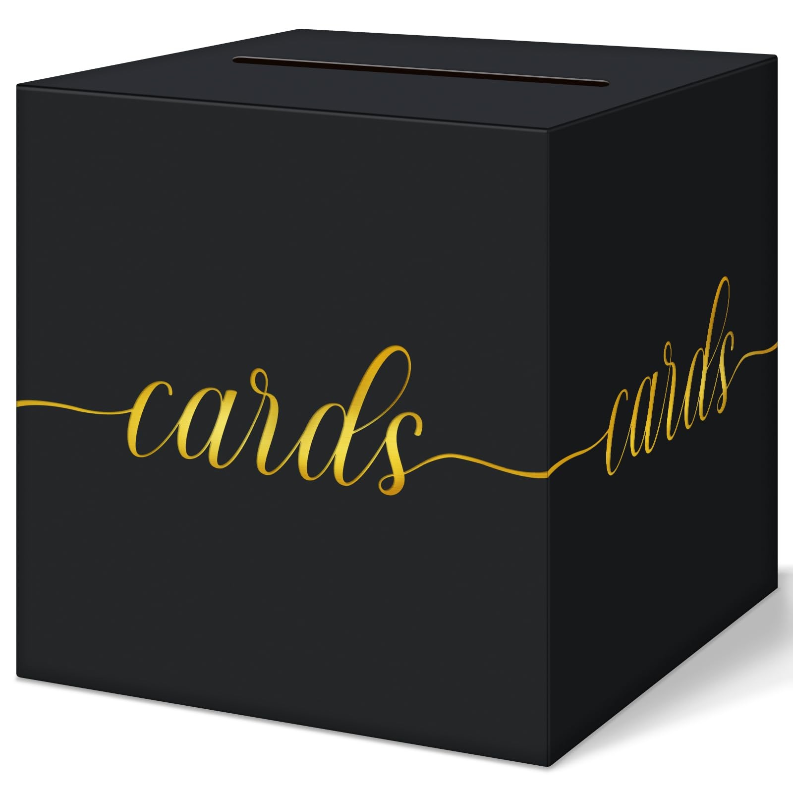 QIKSION Black Graduation Card Box, Gold 8.7*8.7*8.7 inch, and Foil