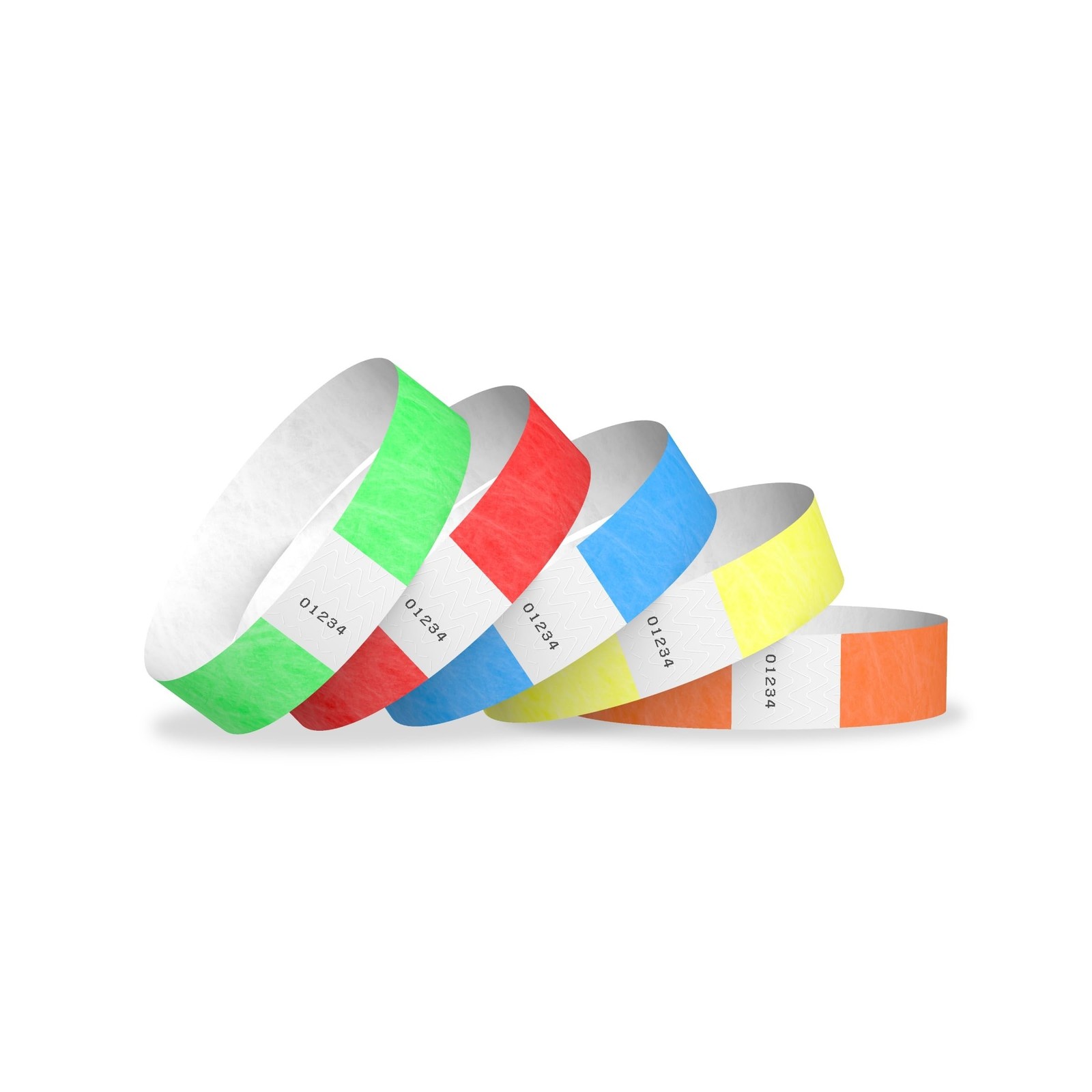 10,000 WristCo Tyvek Wristbands for Events – 5-Color Variety Pack –