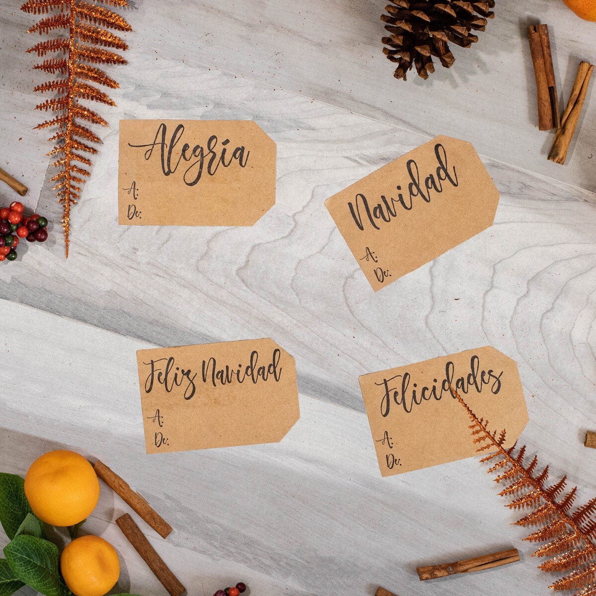 Natural Kraft Spanish Feliz Navidad Holiday Gift Tags | 2 x 3″ Inches – 100 Pack