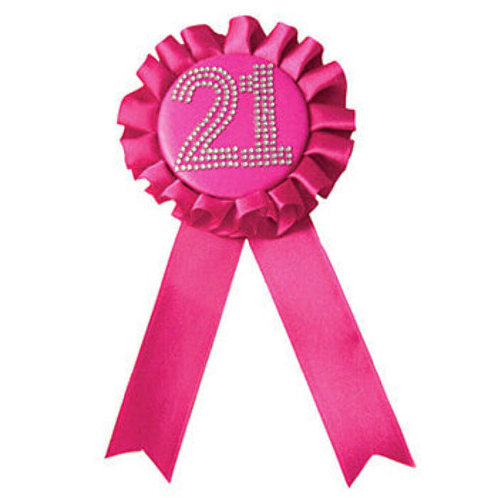 Beautiful Adorable Gift Feminine Badge Pink 21st Birthday Rosette Badge Diamante