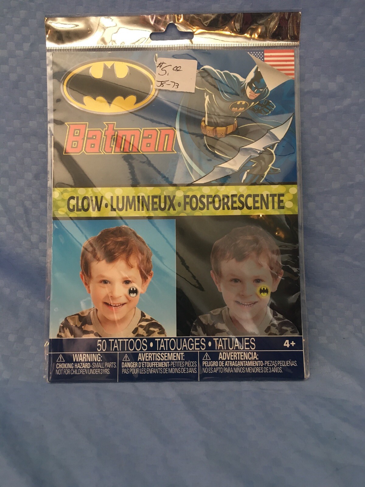 BRAND NEW Batman 50 Glow Temporary Tattoos FACTORY SEALED