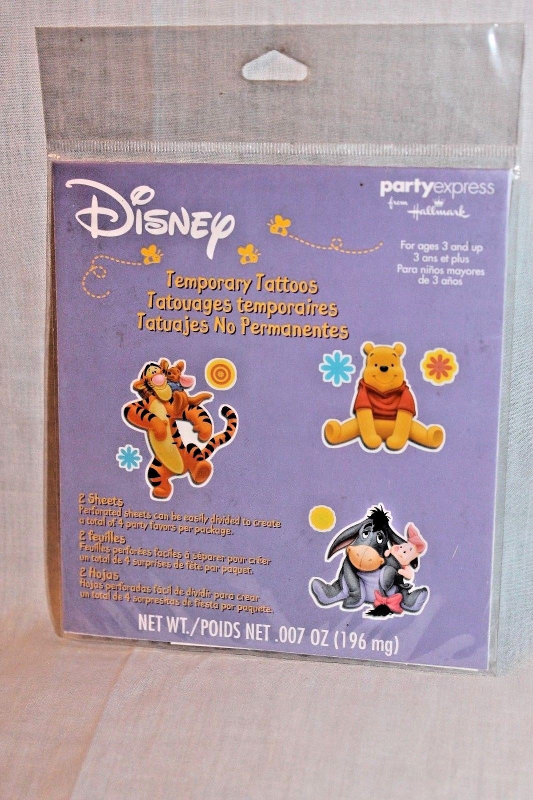 NEW IN PACKAGE WINNIE THE POOH TEMPORARY TATTOOS PARTY SUPPLIES