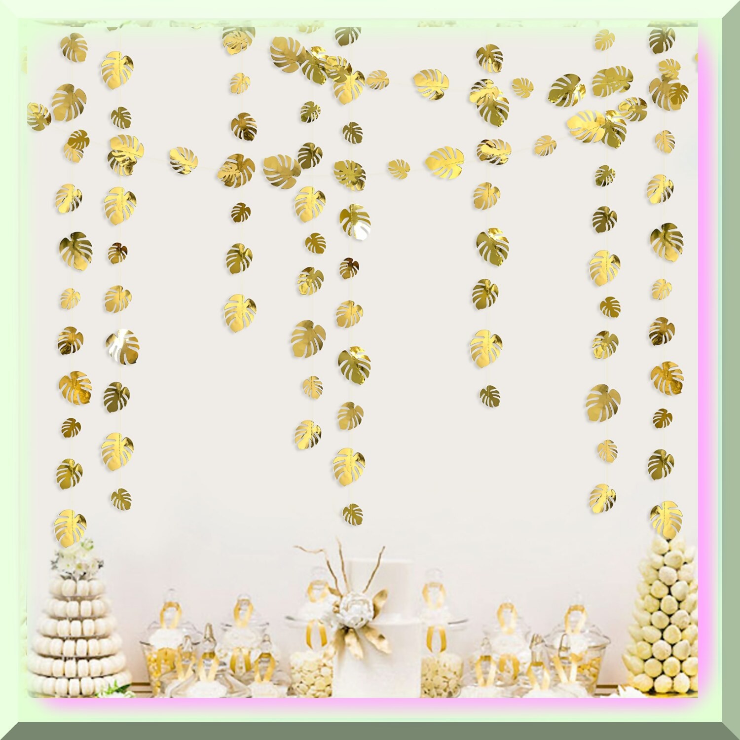 Tropical Gold Palm Leaves Garland 46 Feet