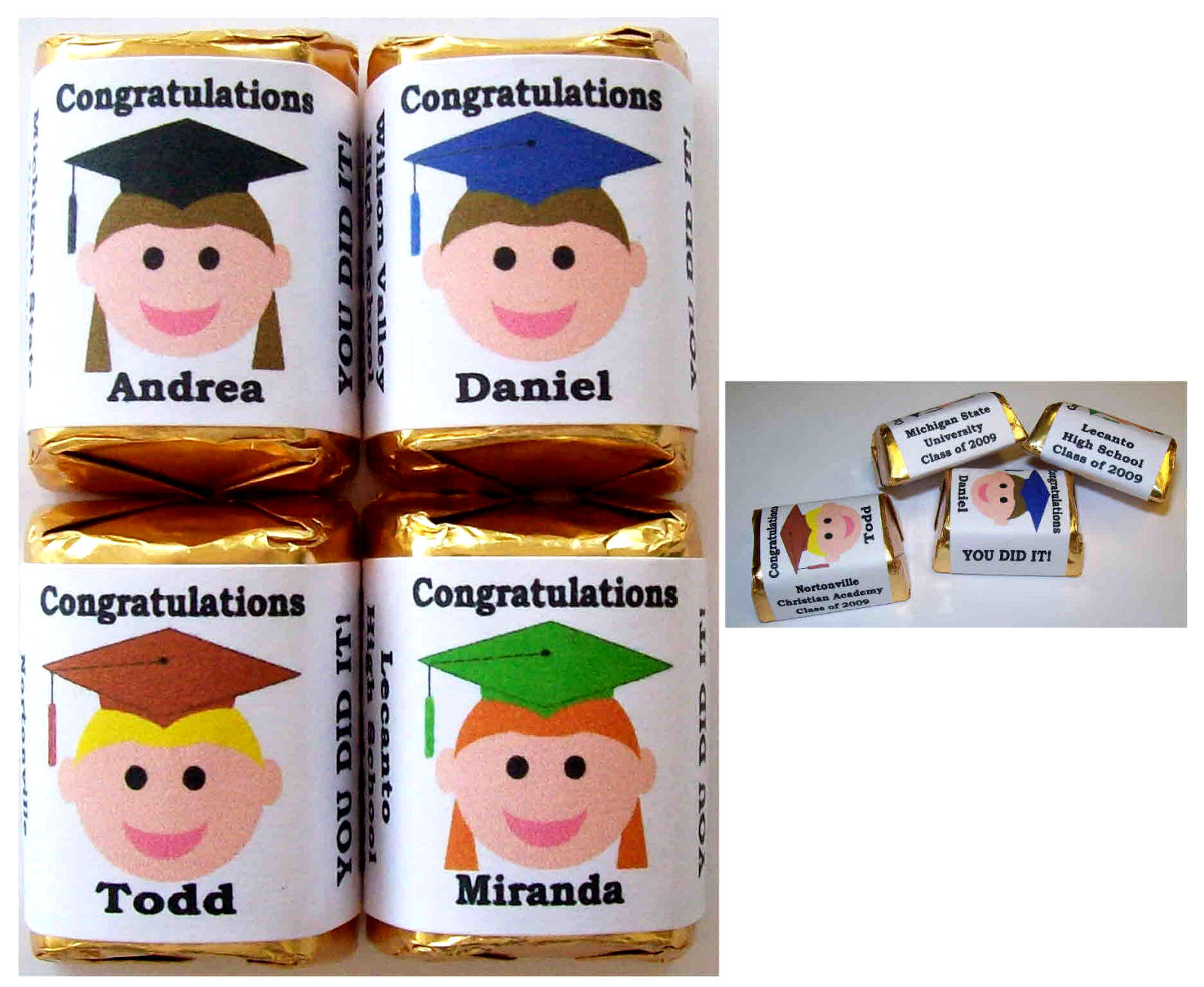 30 GRADUATION PARTY FAVORS CANDY WRAPPERS CUSTOMIZED