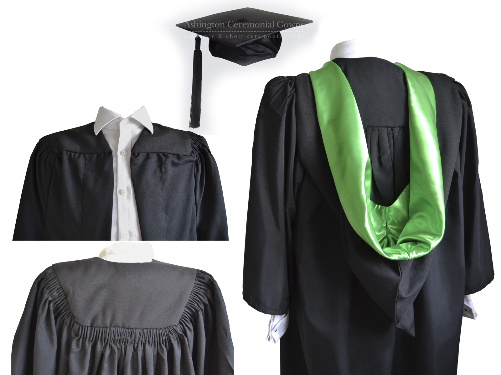 Luxury Graduation Gown & Hat Burgon Hood/Cap Set University Bachelor Adult Robe