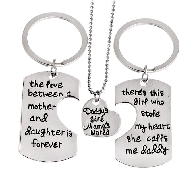Mum daddy daughter gifts for Fathers day trio parts engraved unusual gift 3 SALE