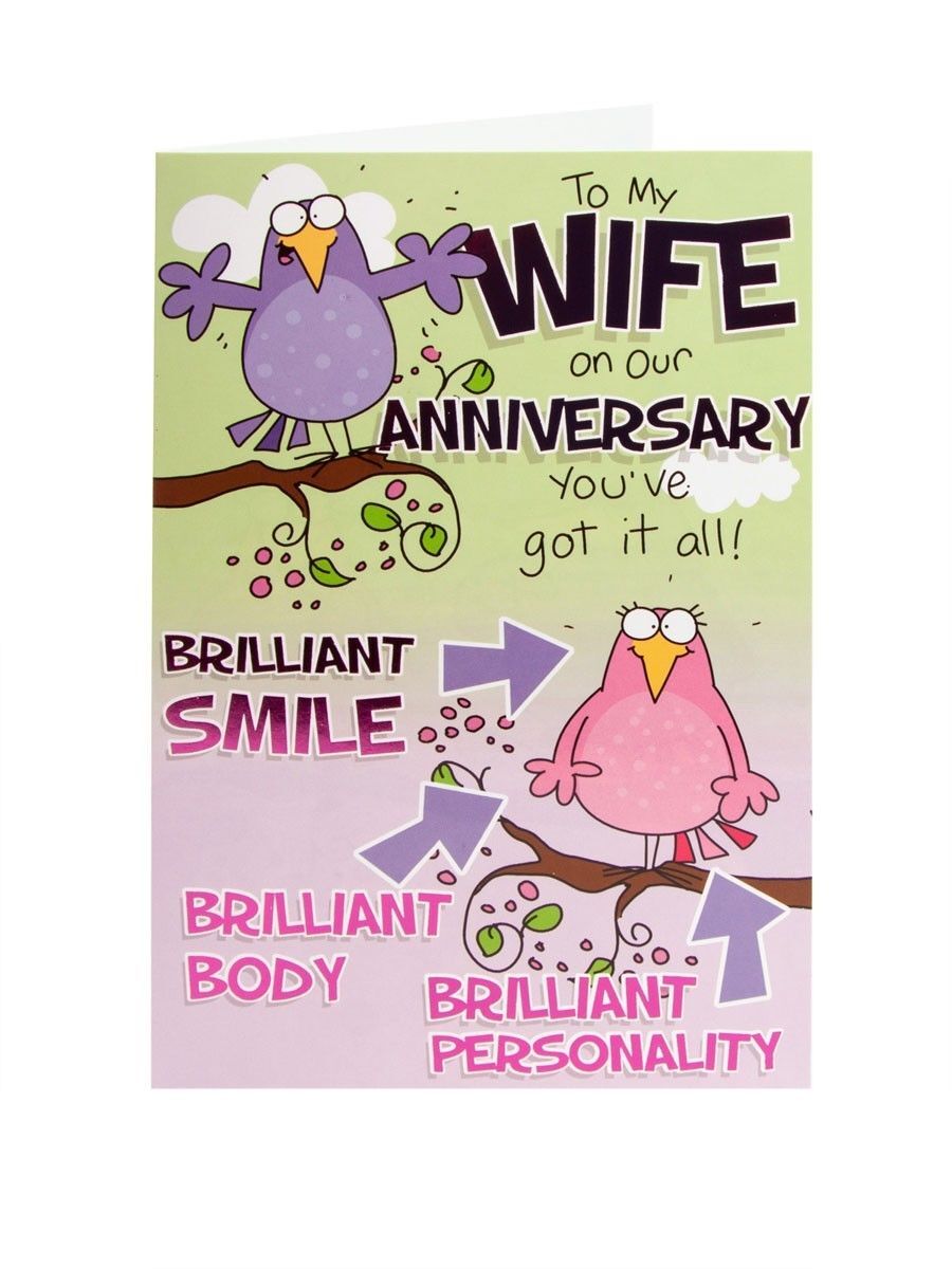 Hanson White Cartoon Birds Anniversary Card – For Wife