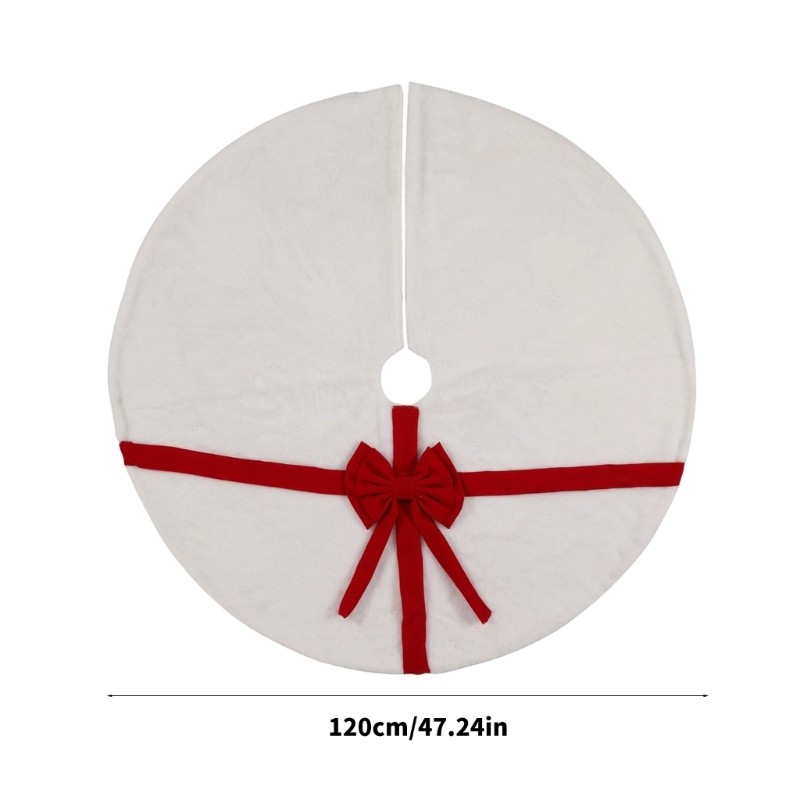 Soft Christmas Tree Skirt with Ribbon Trim for Indoor Holiday Display