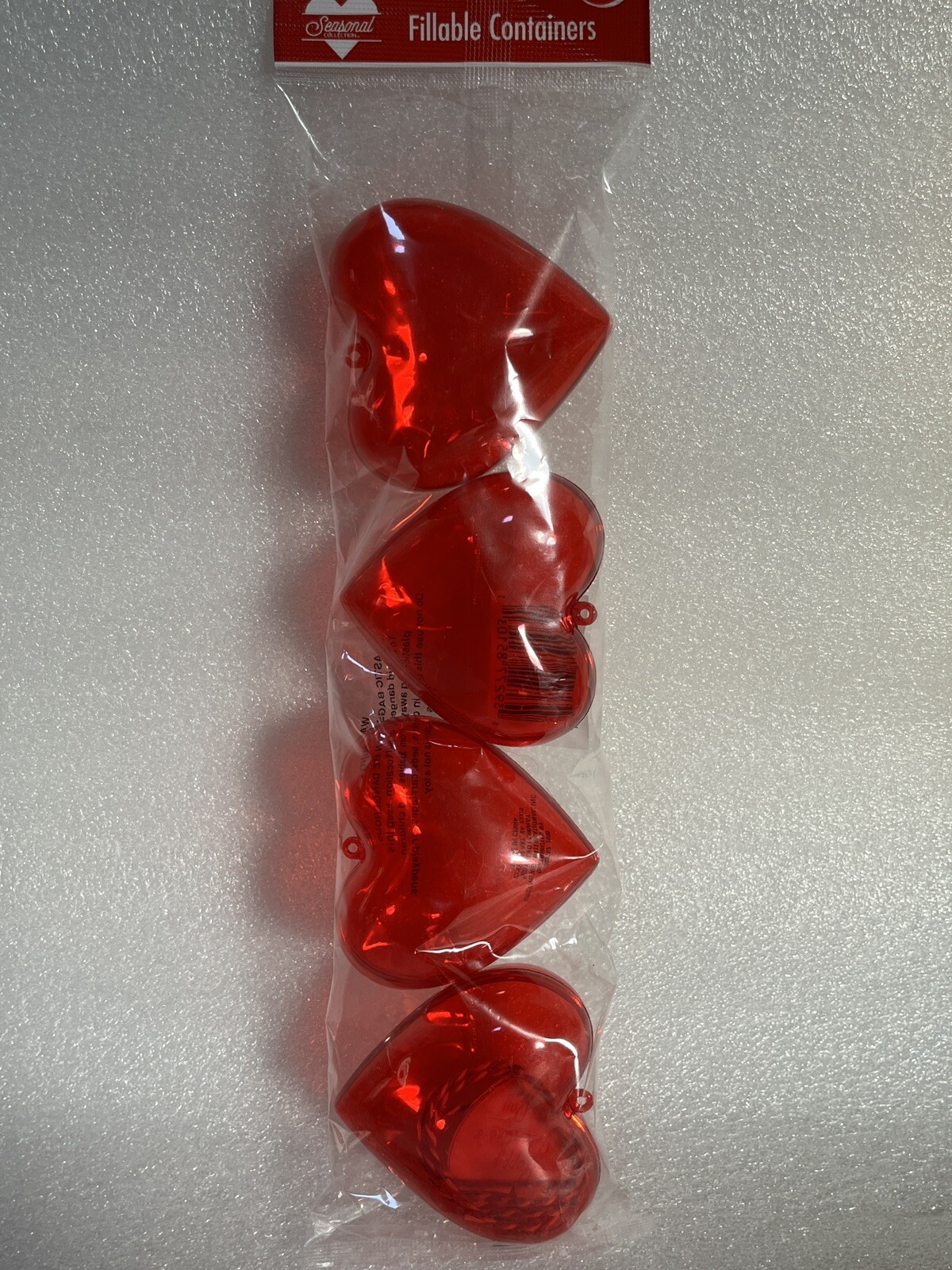 Heart Shaped Clear Red Plastic Containers w/tags 4 Pcs Party Supplies New