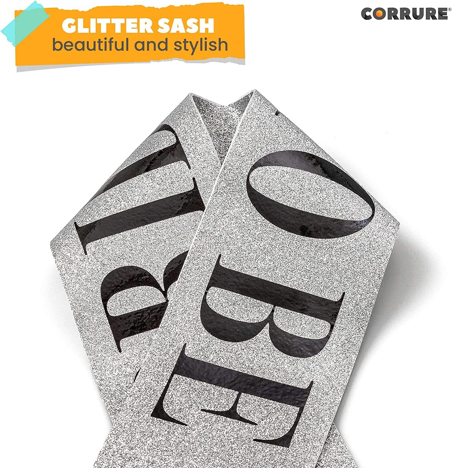 ‘Bride to Be’ Bachelorette Party Sash – Bride to be Glitter Silver w/ Black Foil