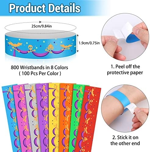 800 PCS Paper Wristbands for Events Party, 8 Colored Hand Wrist Bands Waterproof