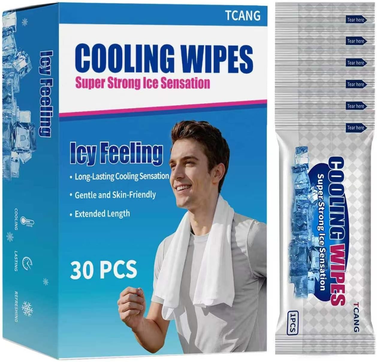 30 Pack Disposable Cooling Wipes, Individually Wrapped No-Rinse Cooling Towel…