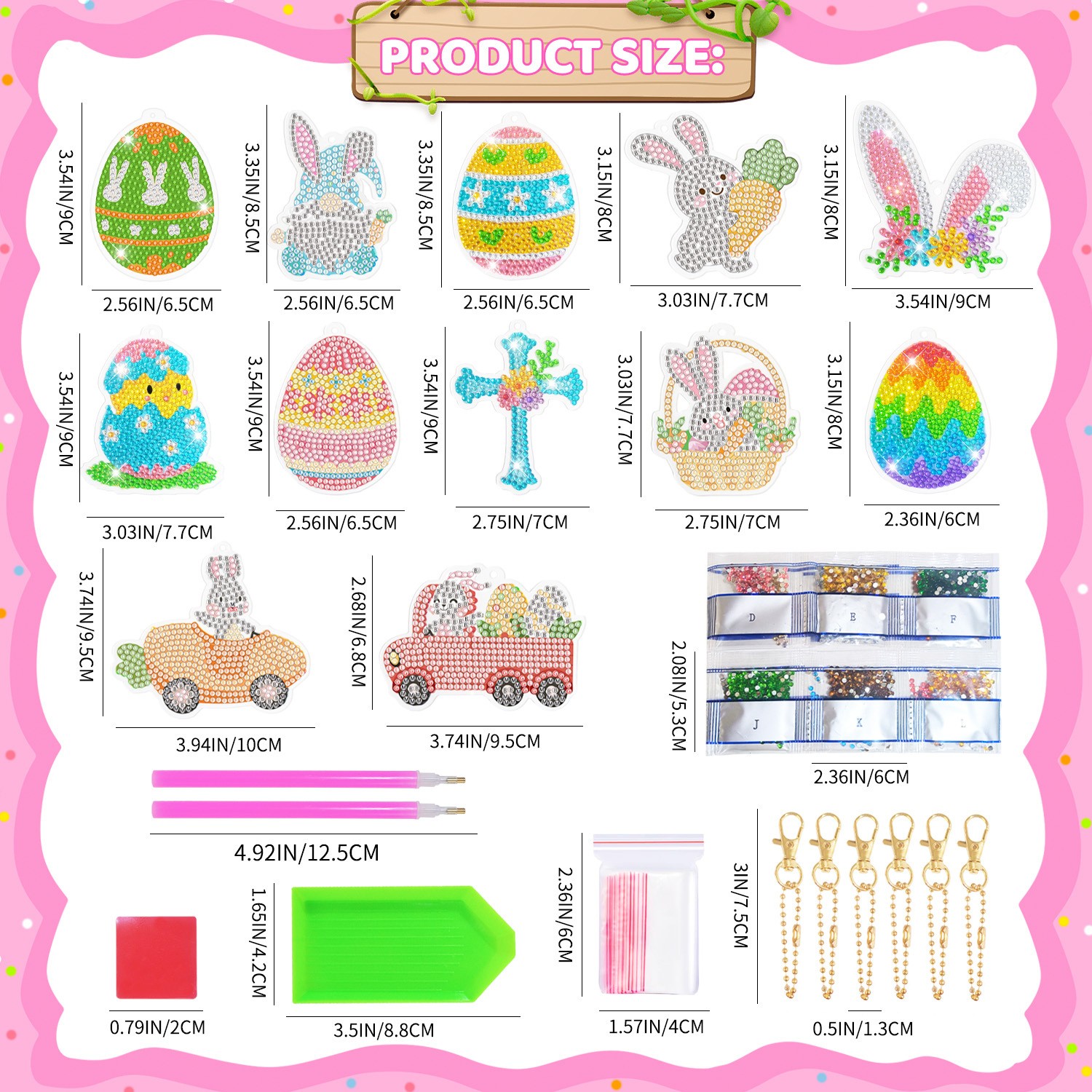 Easter Diamond Painting DIY Keychain Easter Ornaments Bunny Kids Game Supplies