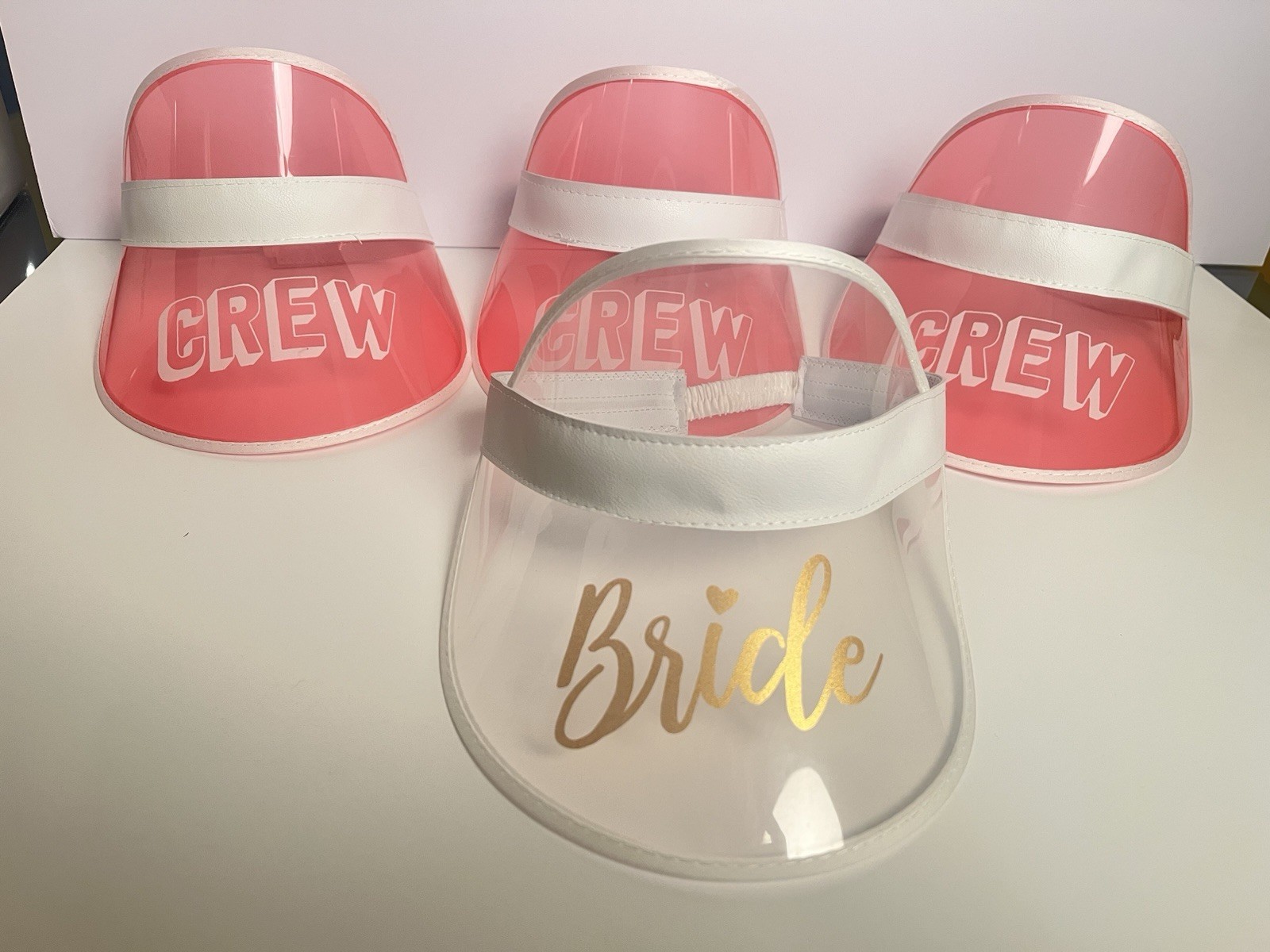 16 Pc Bachelorette Party 4 people Kit glasses sashes visors pouches white pink