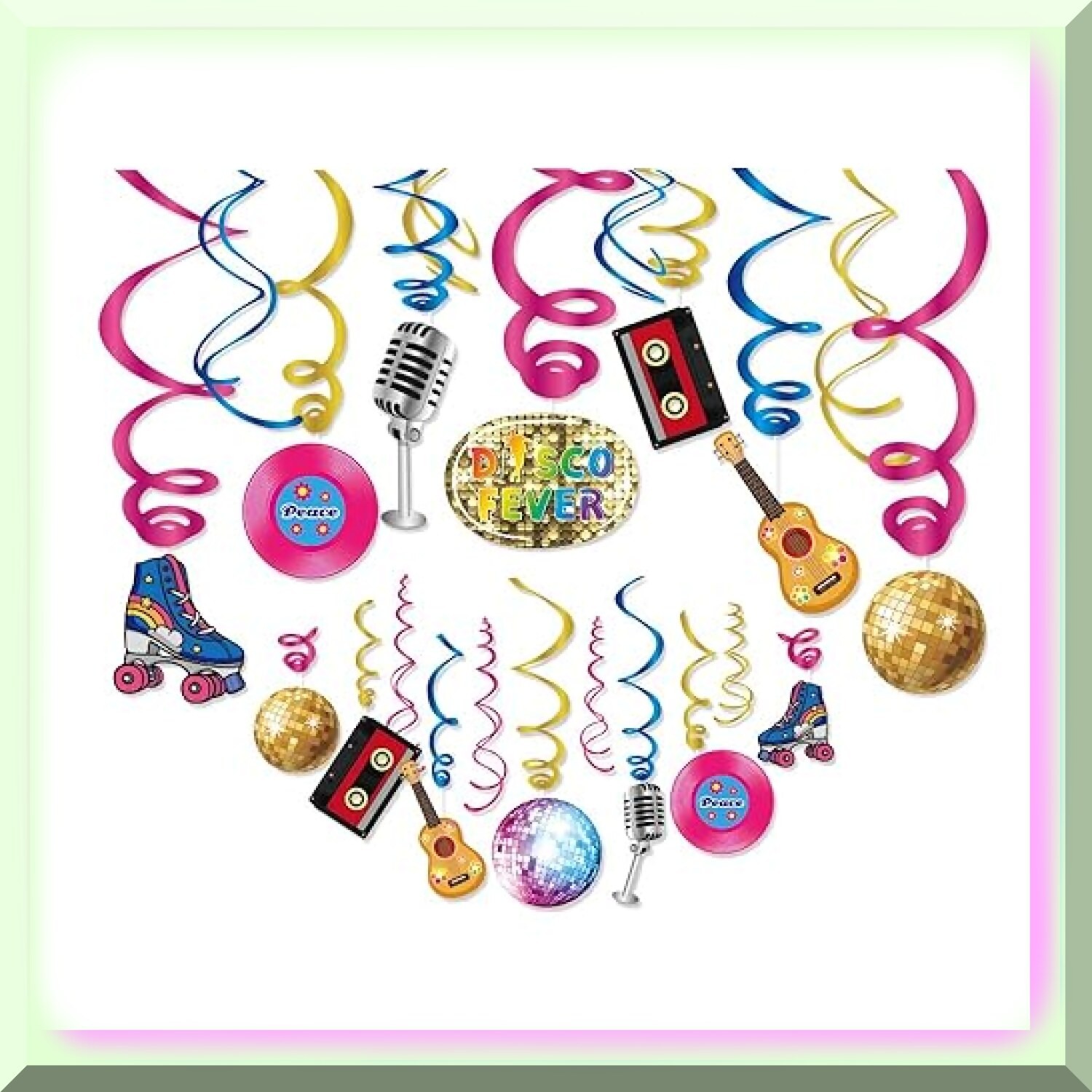 Retro Rhythmic Swirls Hanging Decorations Set