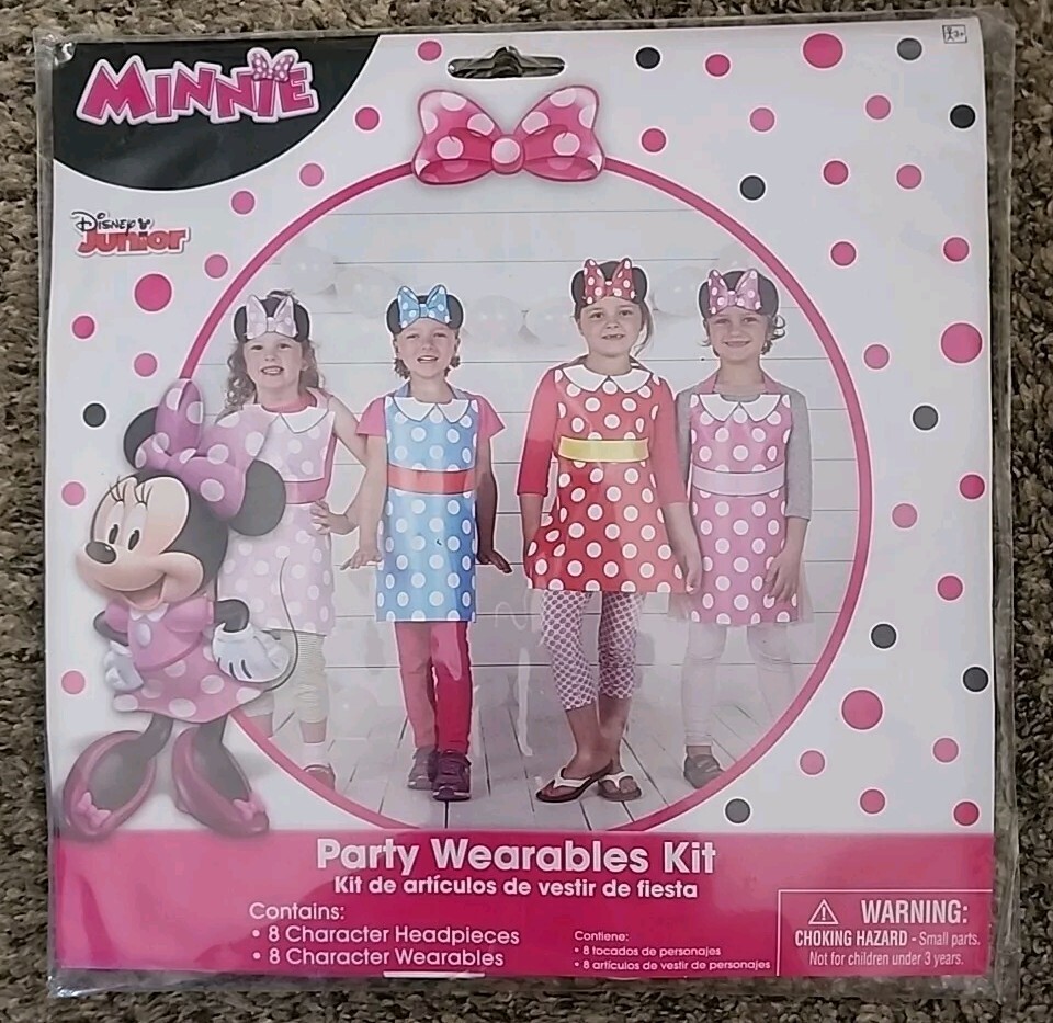 Disney Minnie Mouse Party Wearables Kit 8 Character Headpieces & 8 Wearables