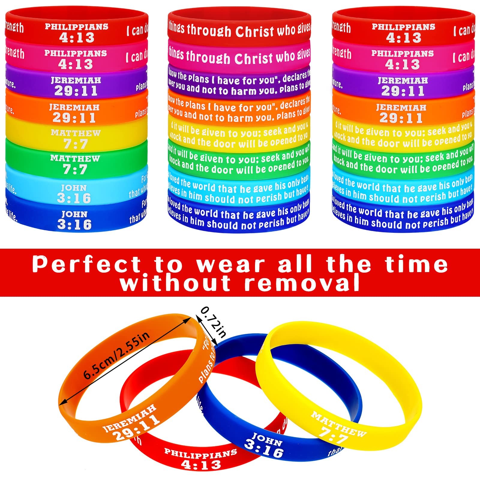 48 Pcs Bible Verses Bracelets Motivational Christian Bracelets Bulk Inspirati…