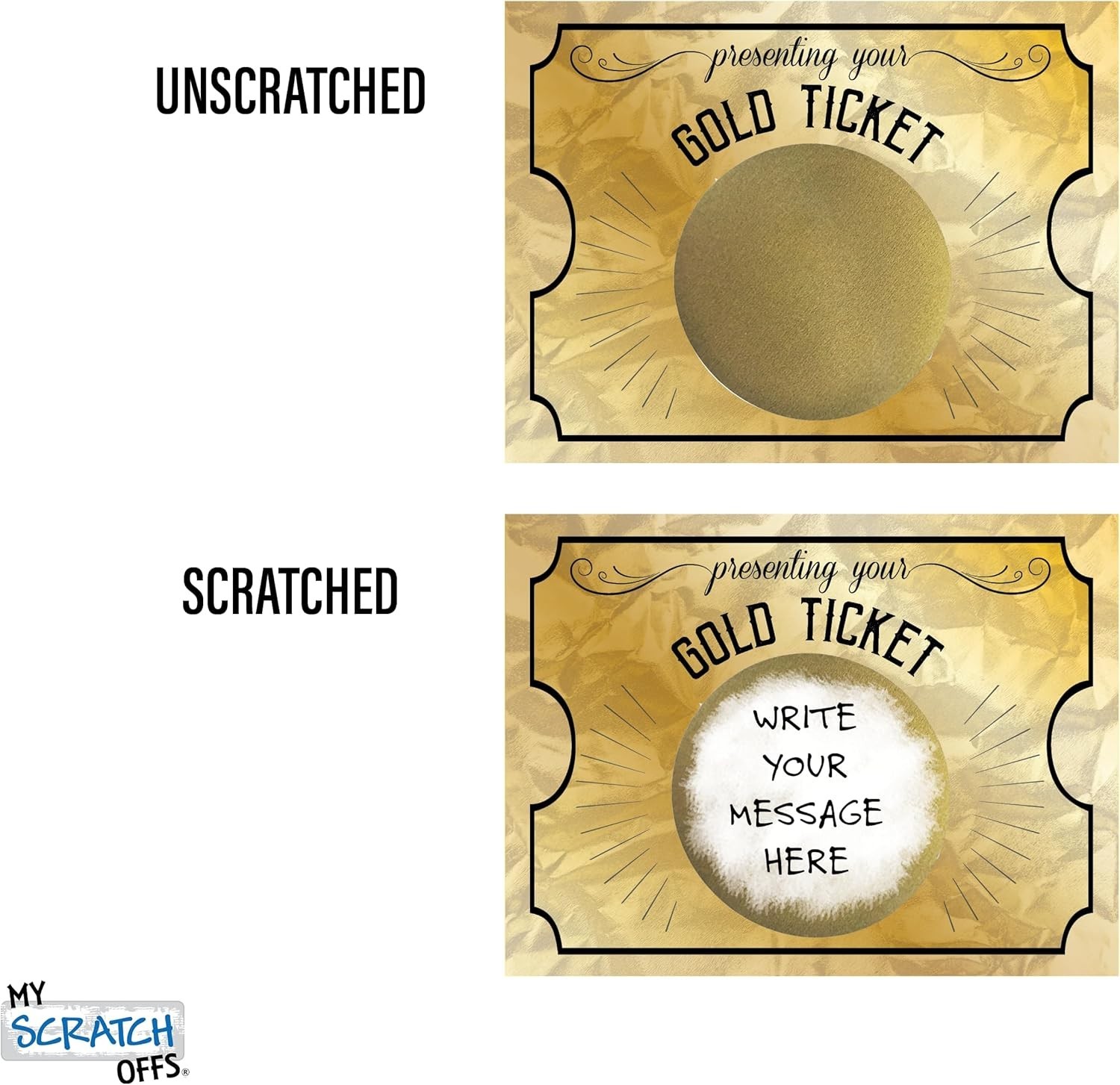 Gold Ticket Scratch Off Labels – 20 Pack Promotional Items