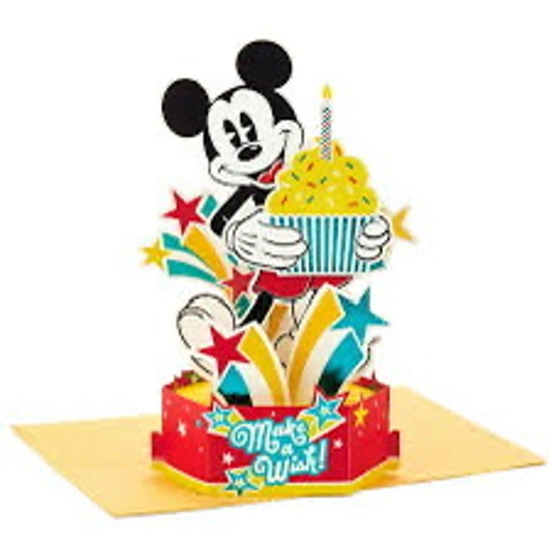 Hallmark Disney Mickey Mouse Pop Up Birthday Card Paper Wonder 3D “Make a Wish”