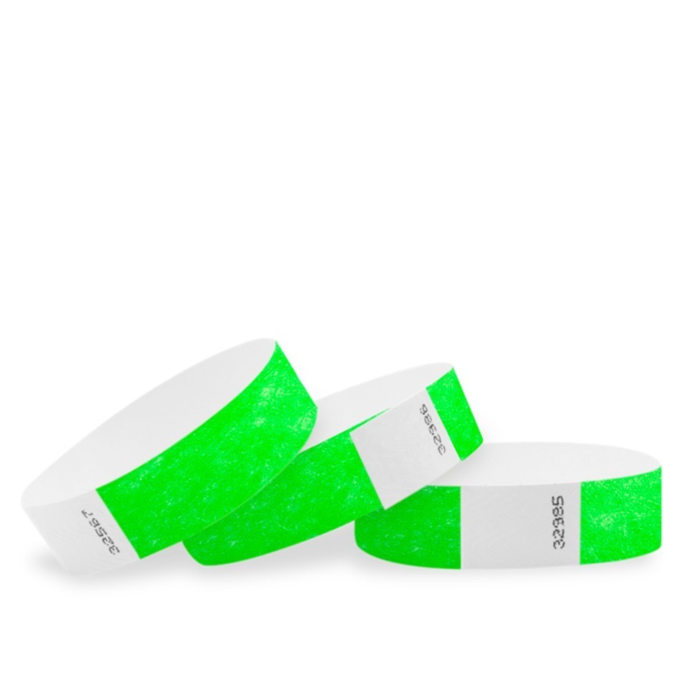 Wristco Paper party Event Wristbands Neon Green 100/Pack Made in USA