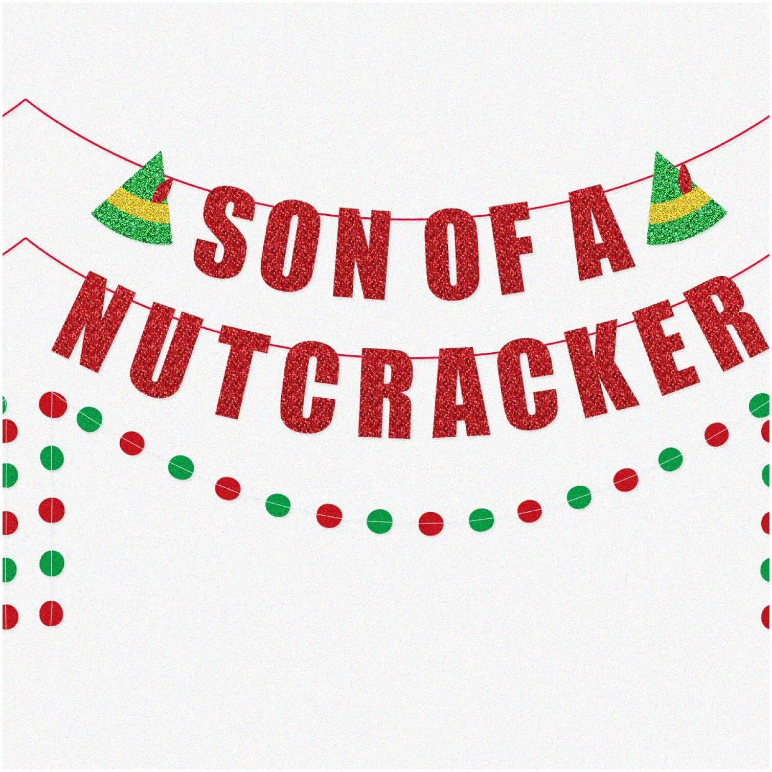 Funny Buddy Elf Nutcracker Banner Glitter Card Stock