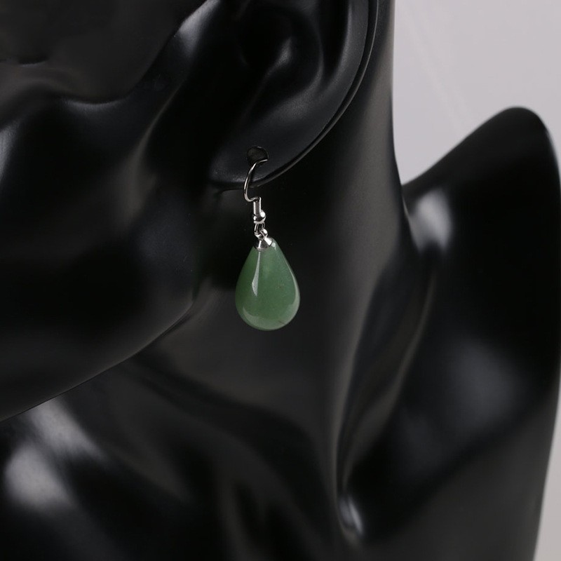Teardrop Gemstone Dangle Earrings – Healing Crystal Water Drop Hook for Women