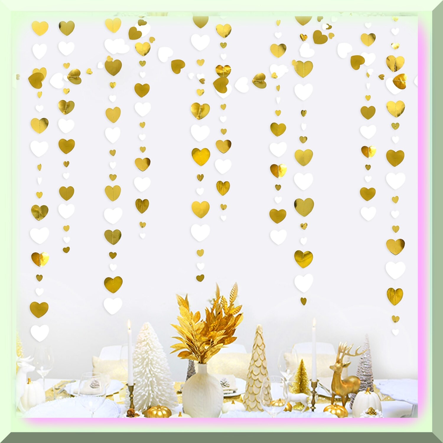 White and Gold Heart Garland Celebration Kit