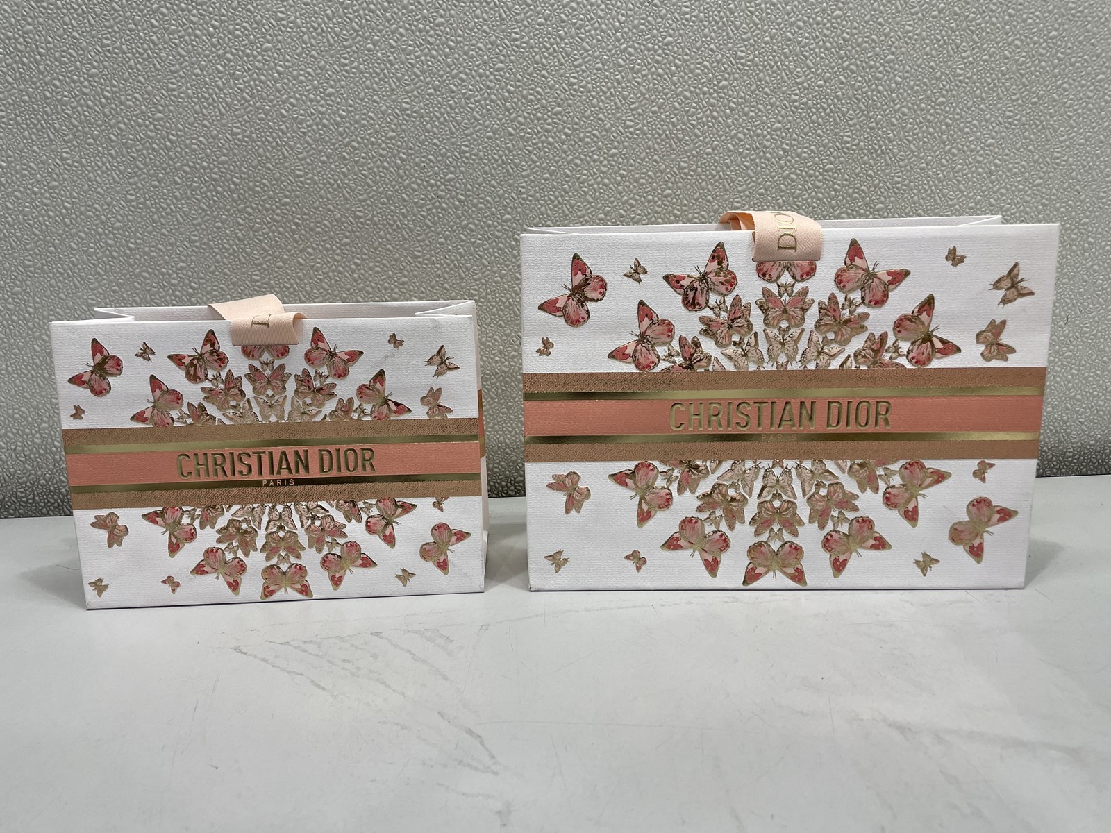 Lot Of 2 Christian Dior Limited Edition Butterfly Gift Bag 10x3x7 & 7x5x3