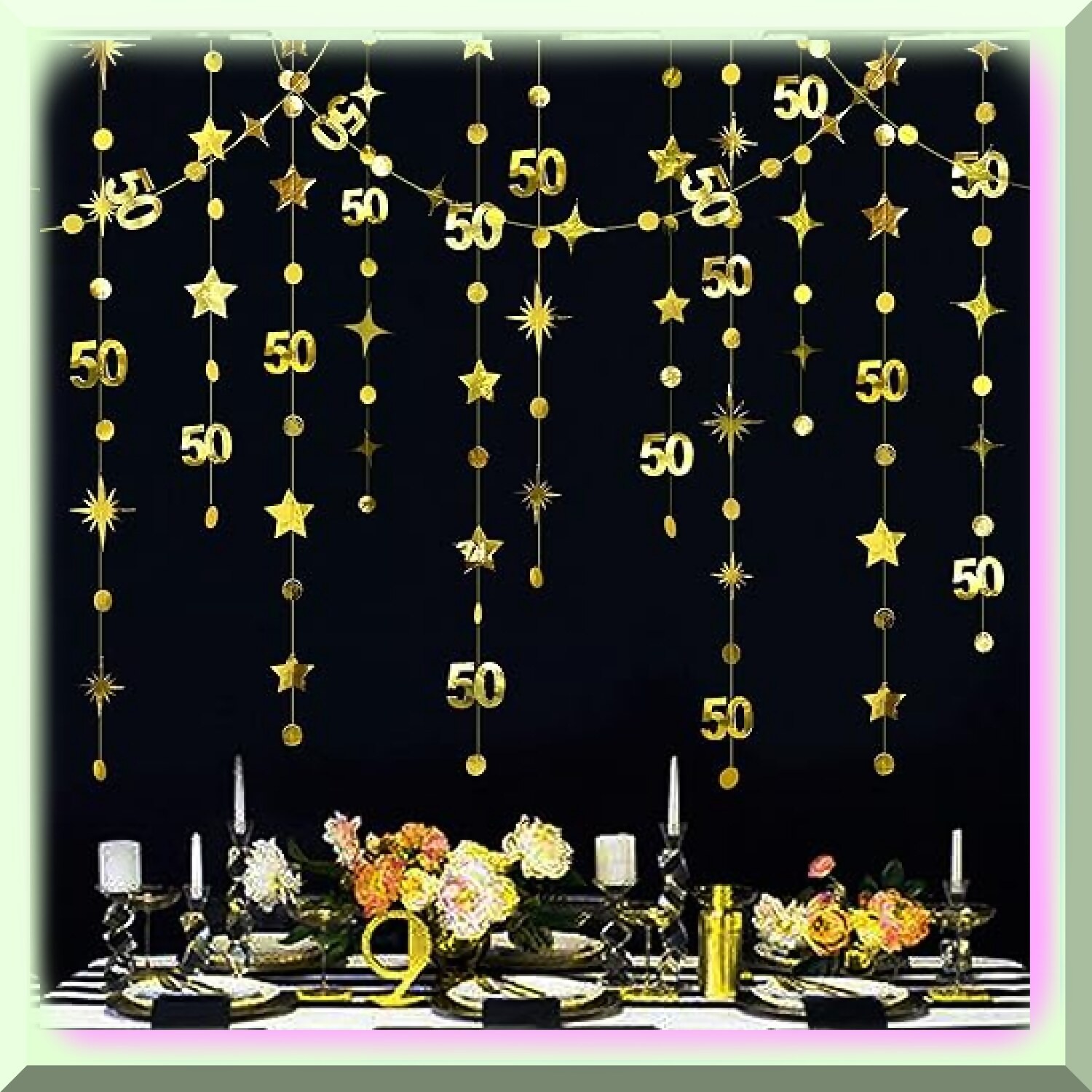 50th Celebration Decor Kit with Metallic Garlands