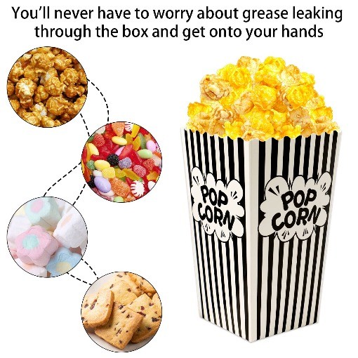 Mini Paper Popcorn Bags, Small Popcorn Bags Black and White Movie Night Popcorn