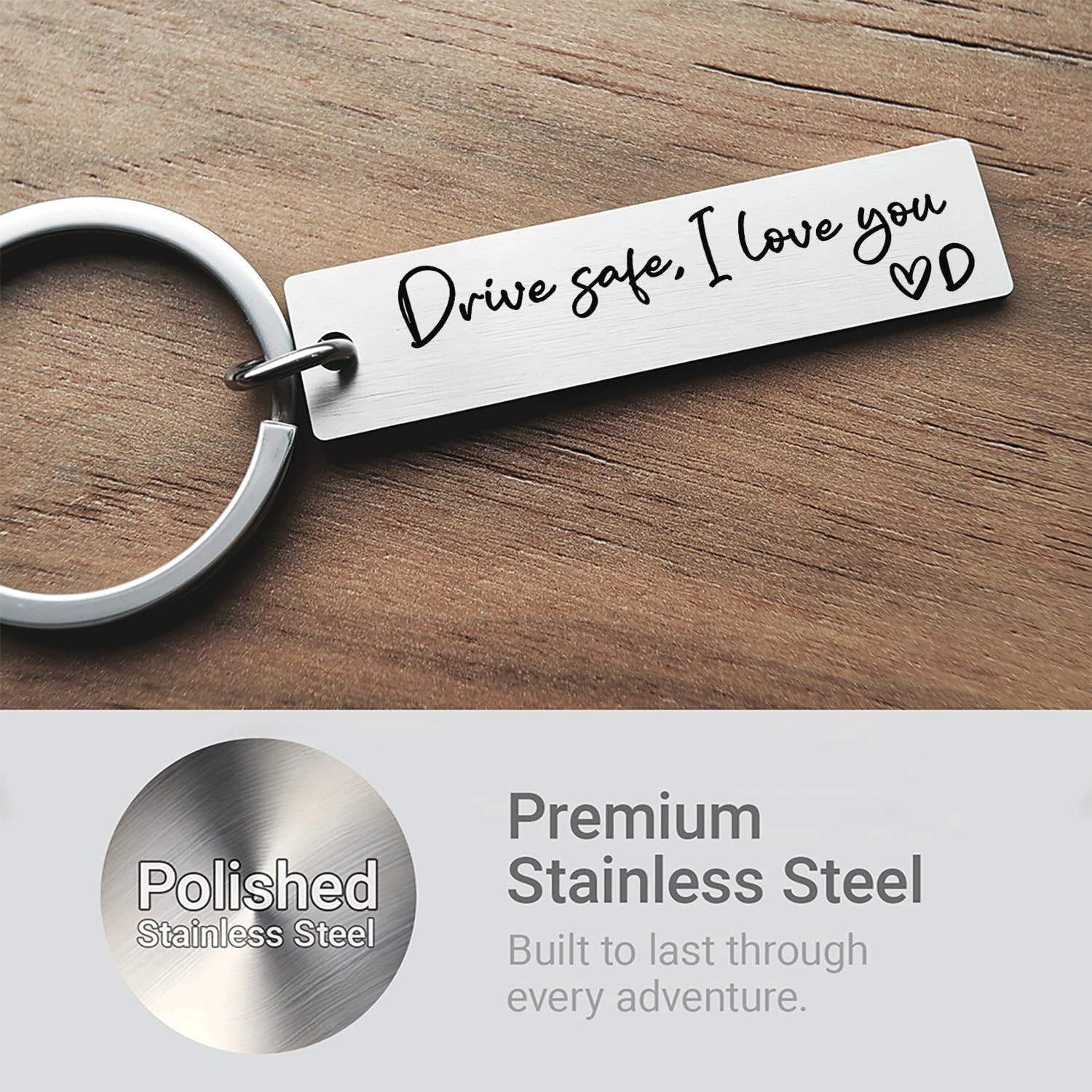 WCDHOR Drive Safe I Love You Keychain for Him, Personalized Initial Keychain …