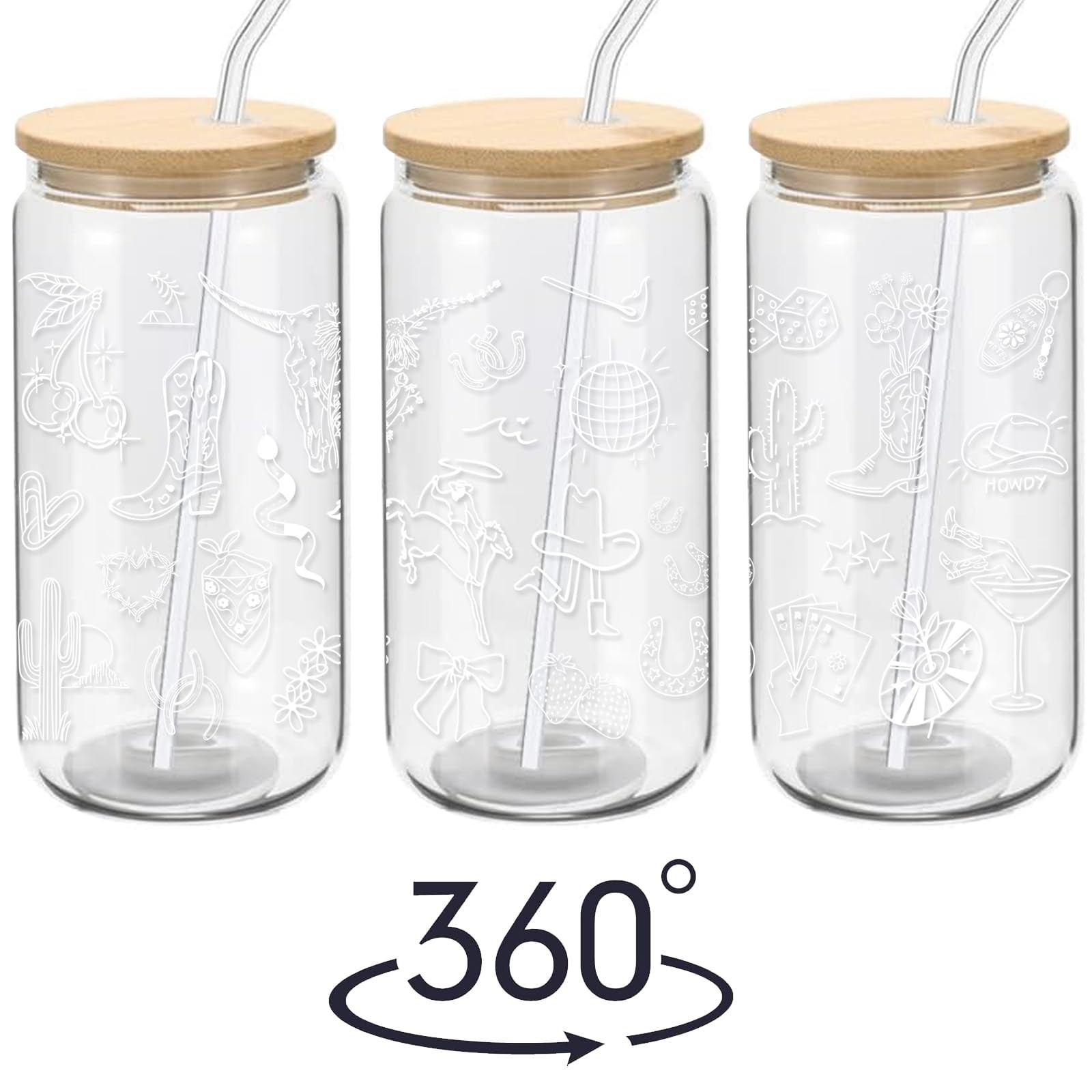 Cowgirl Gifts for Women – Cute Glass Cup with Lid and Straw, Cowgirl Birthday…