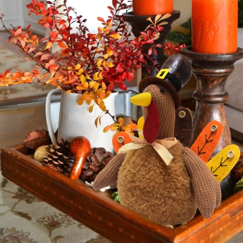 Thanksgiving Turkey Decorative Figurine Ornament Seasonal Tabletop Decoration