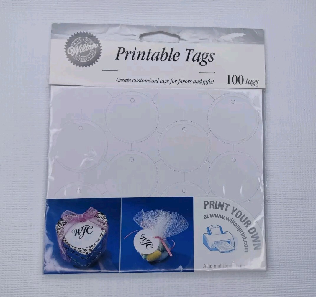 Wilton Printable Tags 100 Paper Tags Print Create Custom Wedding Favor Tags