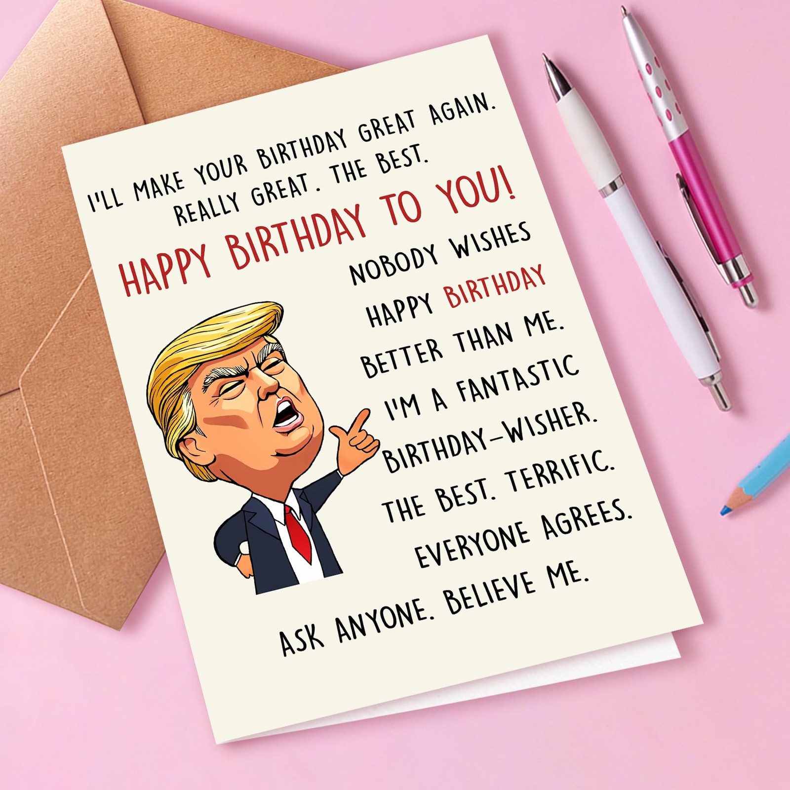 PTRUKD, Funny Birthday Card, Trump Cards 5 x 7 inches, TRUMP-KM210
