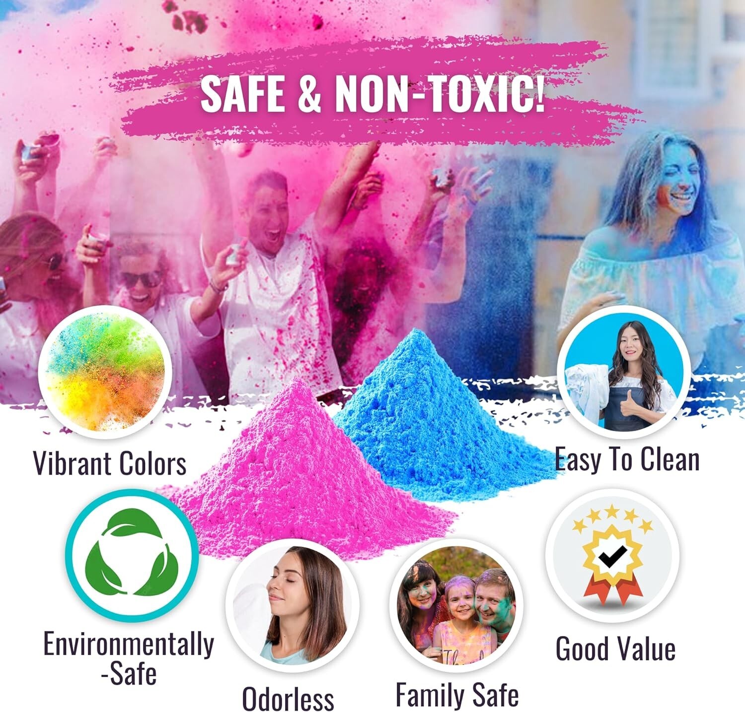 Color Blaze – 15lbs Pink & 15lbs Blue Color Powder Gender Reveal Baby Girl Holi