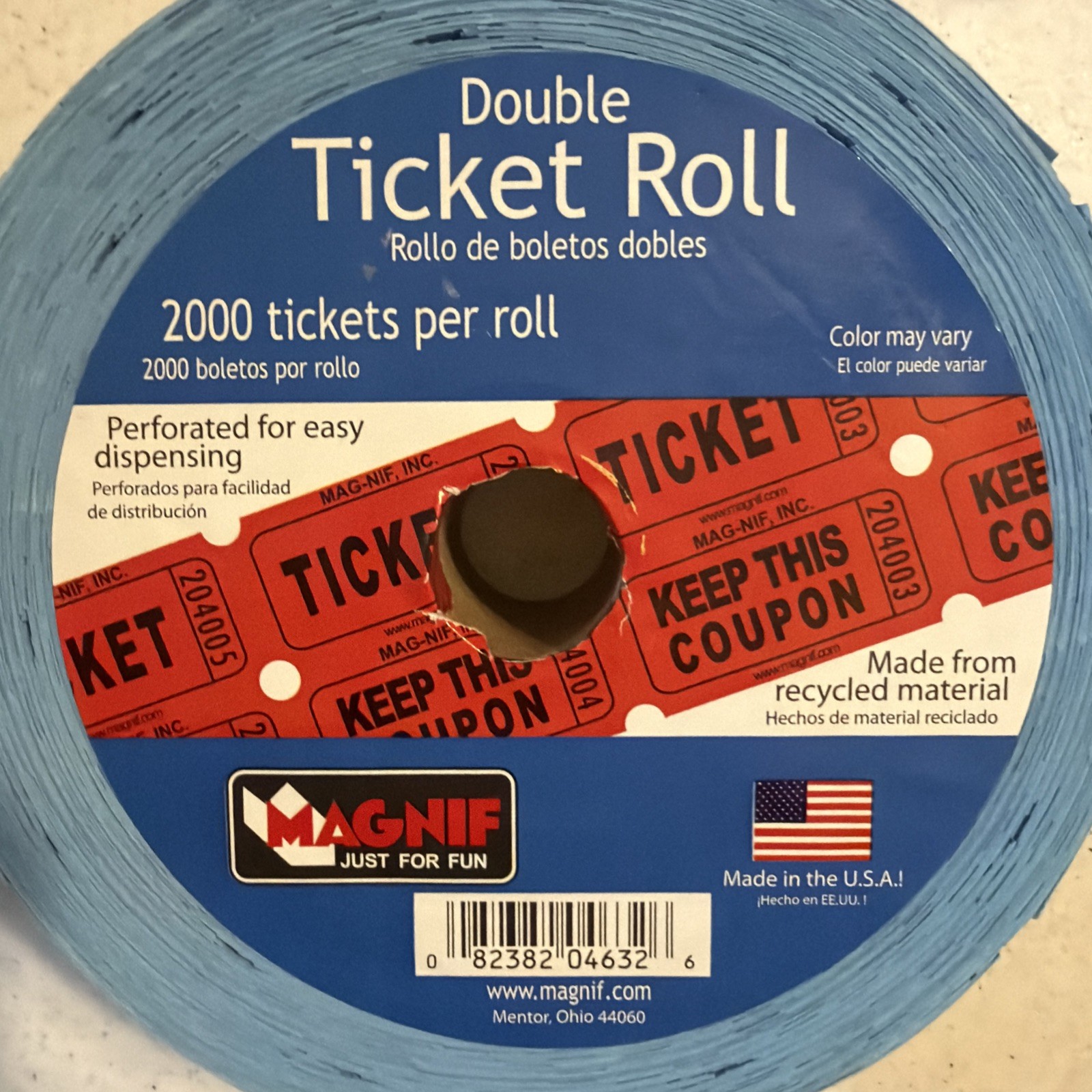Raffle Tickets Double Stub Roll of 2000 Split the Pot 50/50 Carnival Events