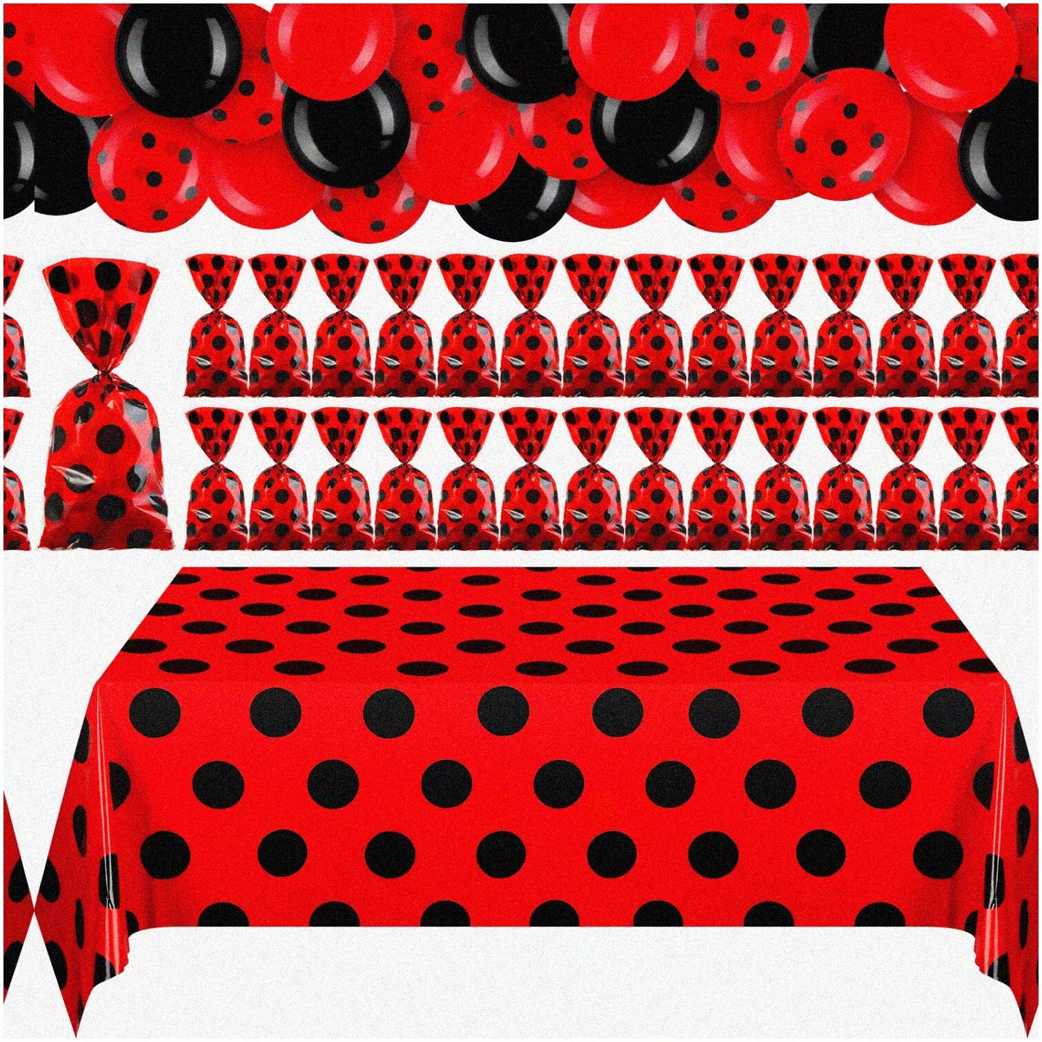 Ladybug Party Supplies Set with Favor Bags Tablecloth Balloons