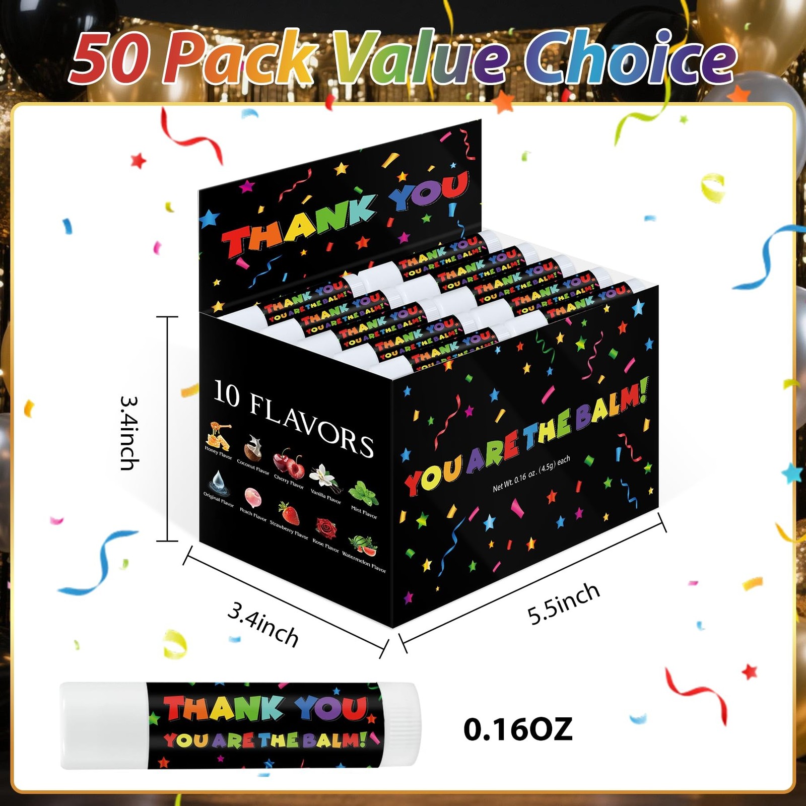 50 Pack Employee Appreciation Gifts Moisturizing Lip Balms Bulk for Staff Tea…
