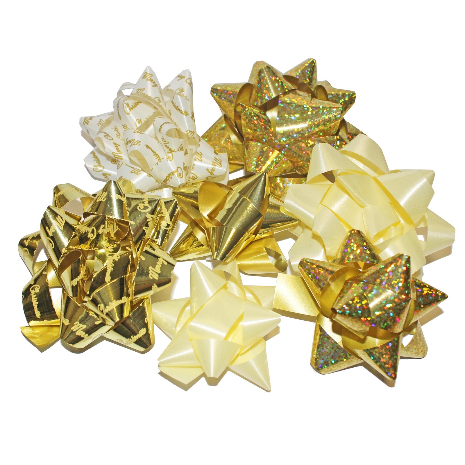 Tom Smith Christmas 30 Pack Foil Bows Self Adhesive White, Cream and Gold